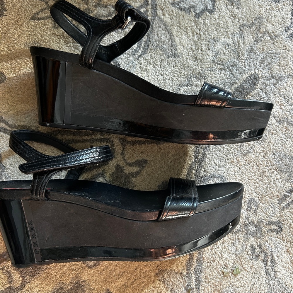 Prada Black Platform Sandals 10 / 41 Calzature